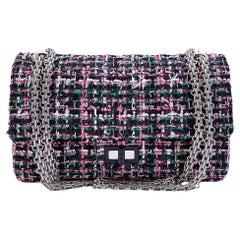 Chanel Pink Green Tweed 225 2.55 Reissue Flap Bag SHW 68554