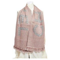 Chanel Pink Grey Metallic Wool Scarf