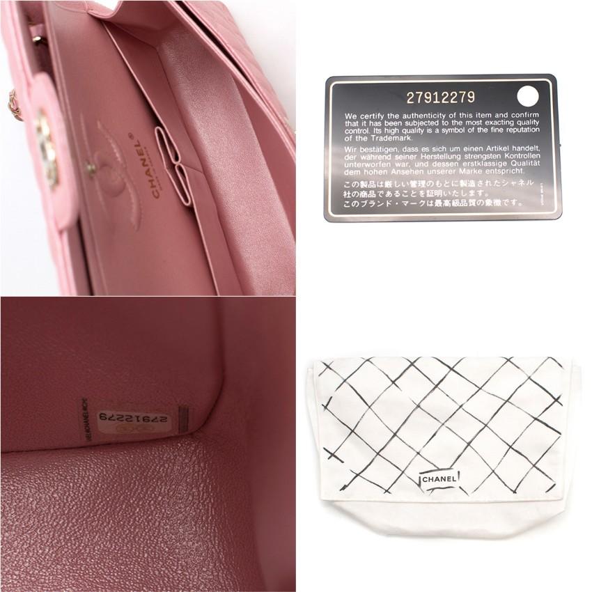 Chanel Pink Iridescent Caviar Classic Flap Bag - Full Set  6