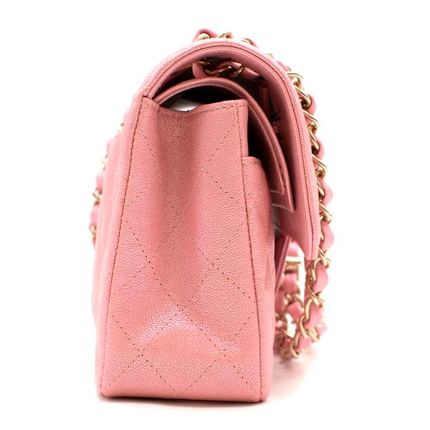Chanel Pink Iridescent Caviar Classic Flap Bag - Full Set  In Excellent Condition In London, GB