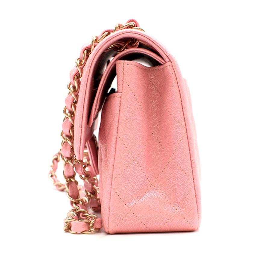 Chanel Pink Iridescent Caviar Classic Flap Bag - Full Set  1