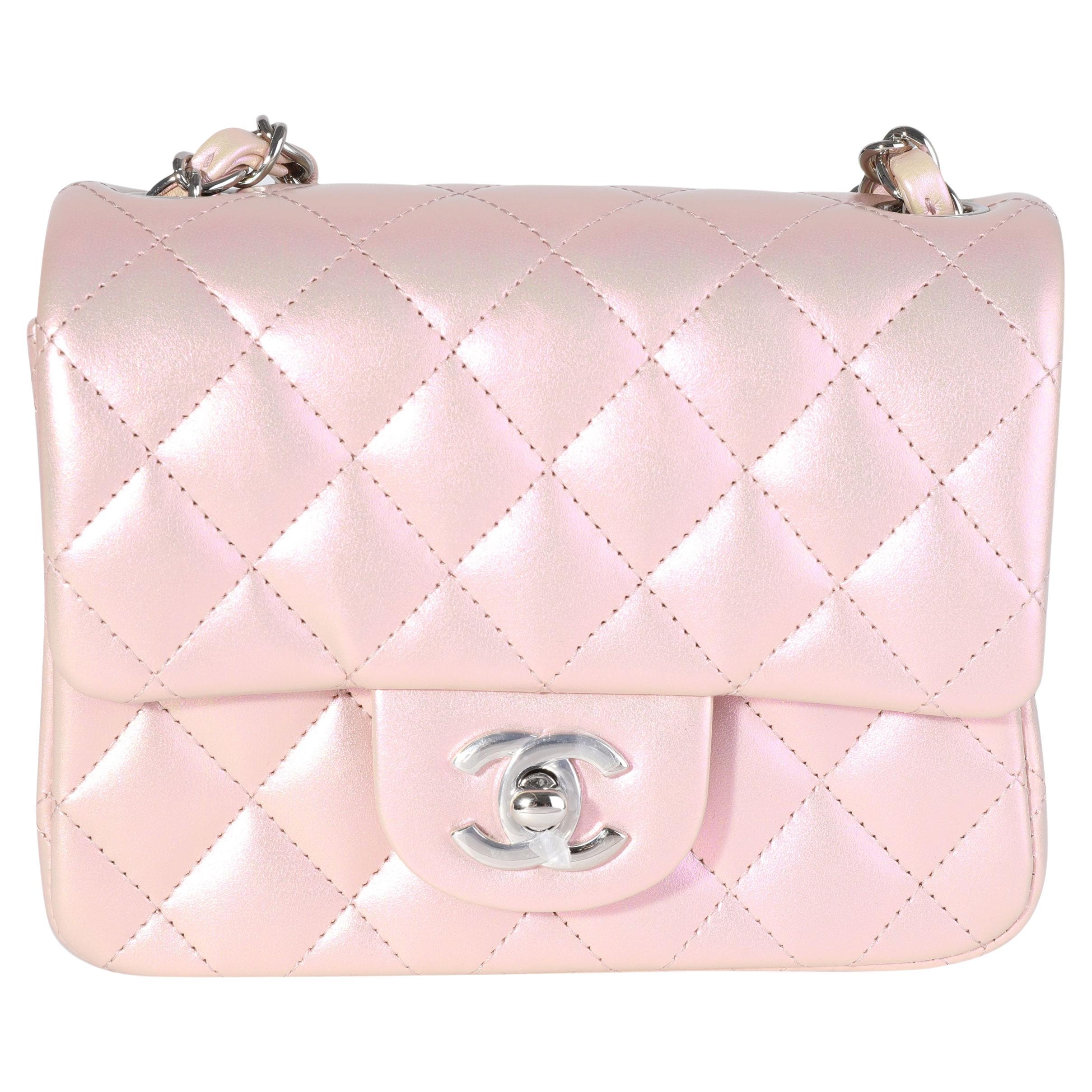 Chanel Pink Iridescent Quilted Calfskin Square Mini Classic Flap Bag For  Sale at 1stDibs