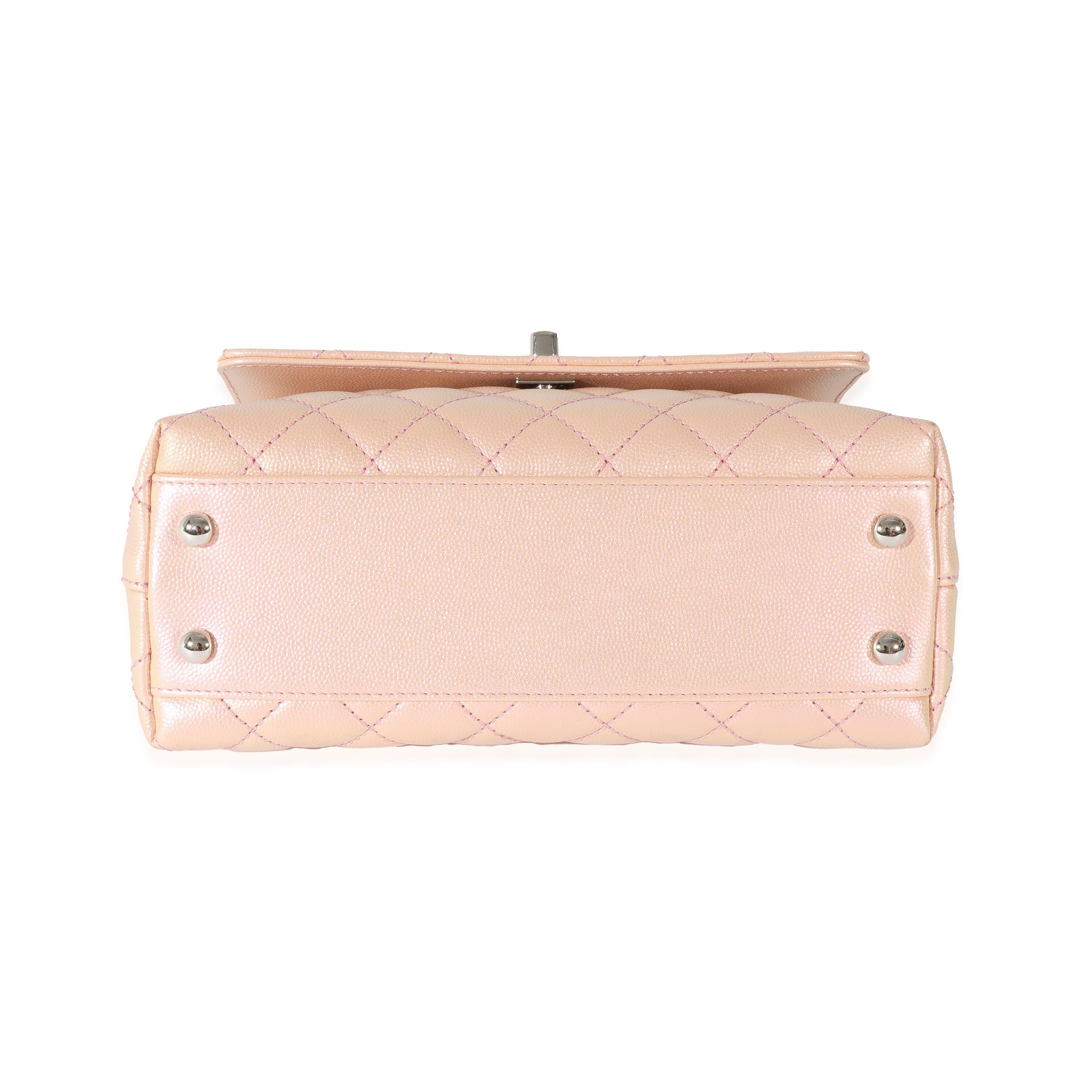 Chanel Pink Iridescent Quilted Caviar Coco Top Handle 1