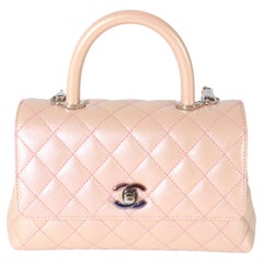 Chanel Pink Iridescent Quilted Caviar Coco Top Handle