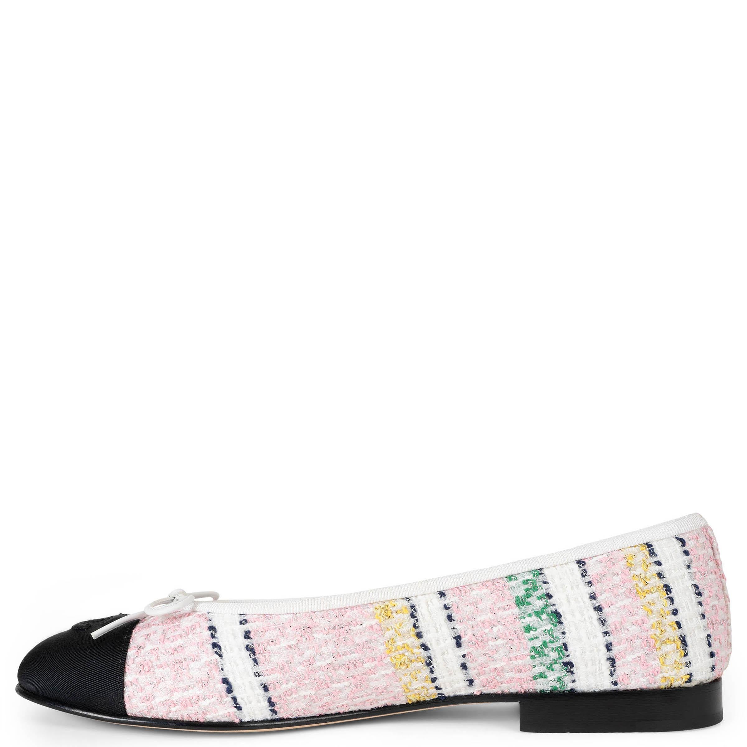 Beige Chanel rosa iridescente in tweed 24S CLASSIC BALLET Flats Scarpe 39 misura 38.5 in vendita