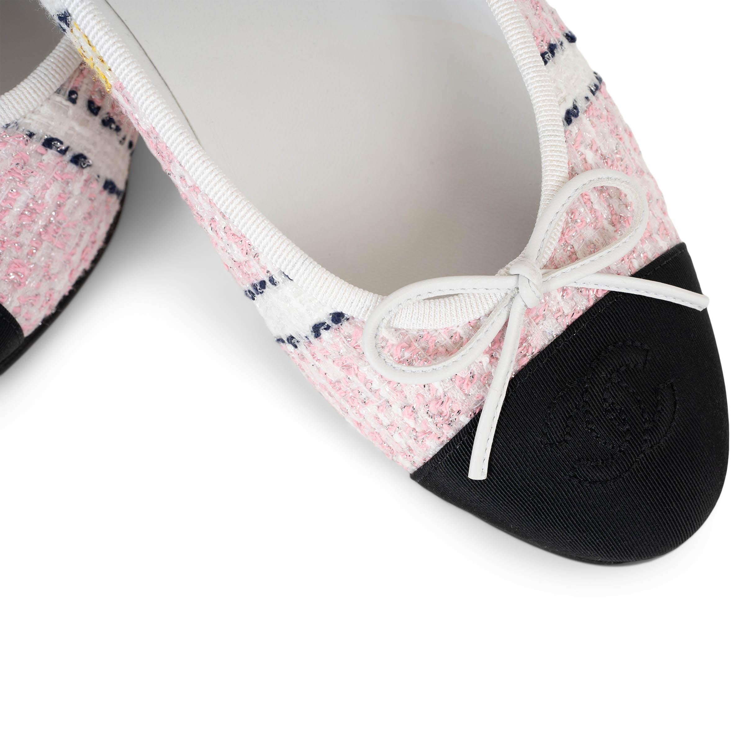 Chanel rosa iridescente in tweed 24S CLASSIC BALLET Flats Scarpe 39 misura 38.5 in vendita 1