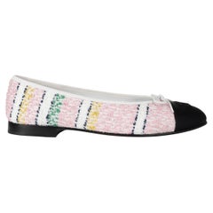 CHANEL pink iridescent tweed 24S CLASSIC BALLET Flats Shoes 39 fit 38.5