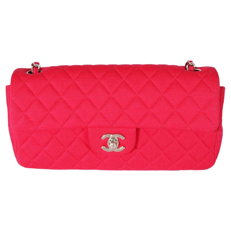 Chanel Pink Jersey East West Flap For Sale at 1stDibs