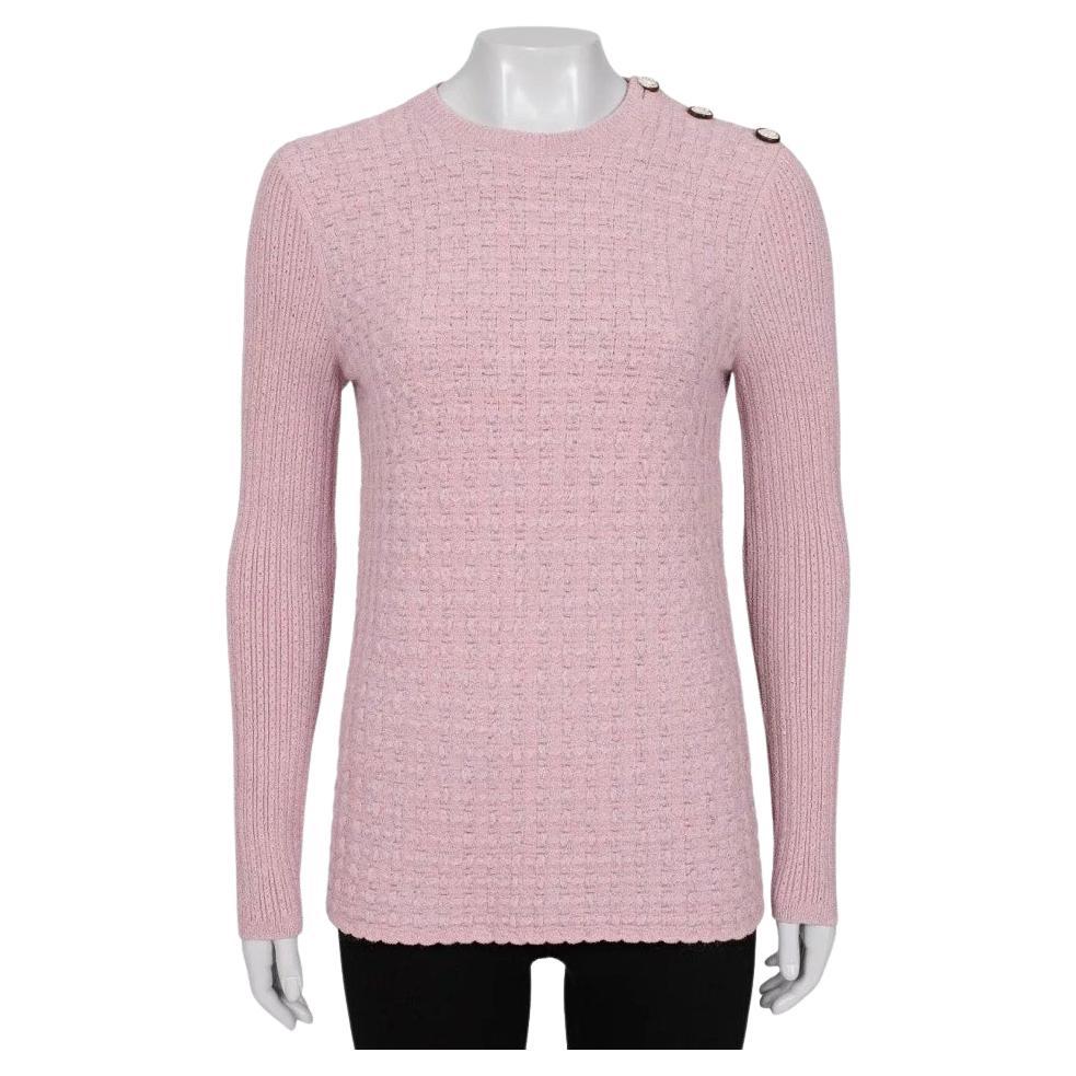Chanel Pink Knit Accent Buttons Sweater Sz. FR42/XL