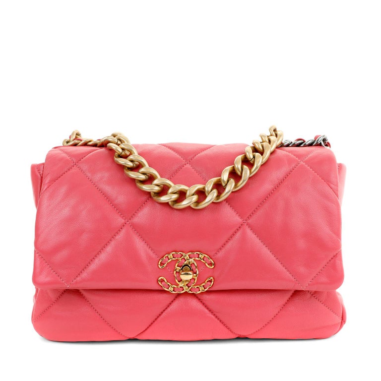 Chanel Pink Lambskin 19 Bag with Mixed Metal For Sale at 1stDibs