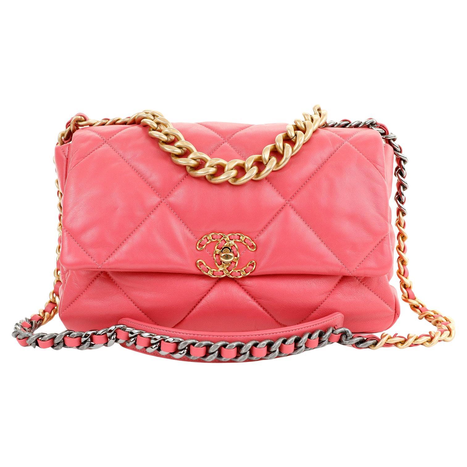 Chanel Pink Lambskin 19 Bag with Mixed Metal For Sale at 1stDibs