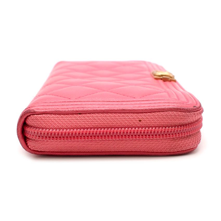 Chanel Pink Lambskin Boy Long Zipped Wallet  1