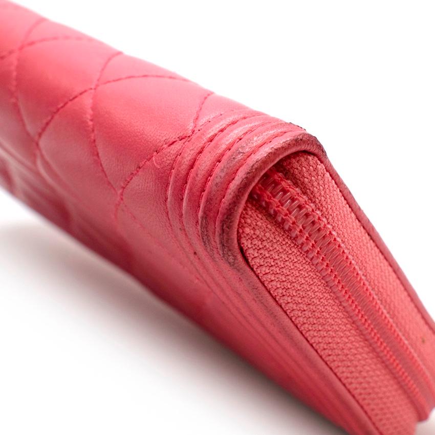 Chanel Pink Lambskin Boy Long Zipped Wallet  2