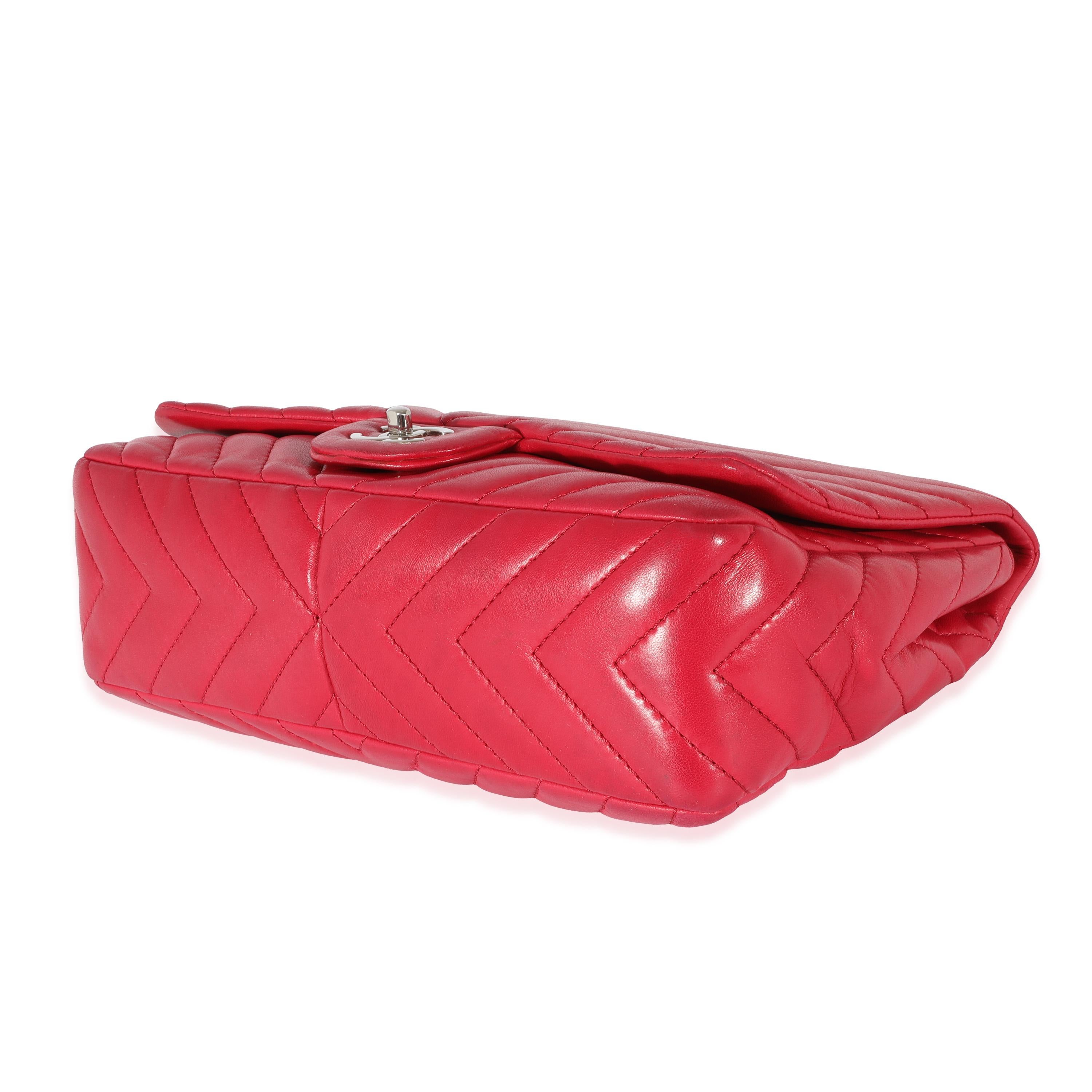 Chanel Pink Lambskin Chevron Jumbo Single Flap Bag For Sale 1