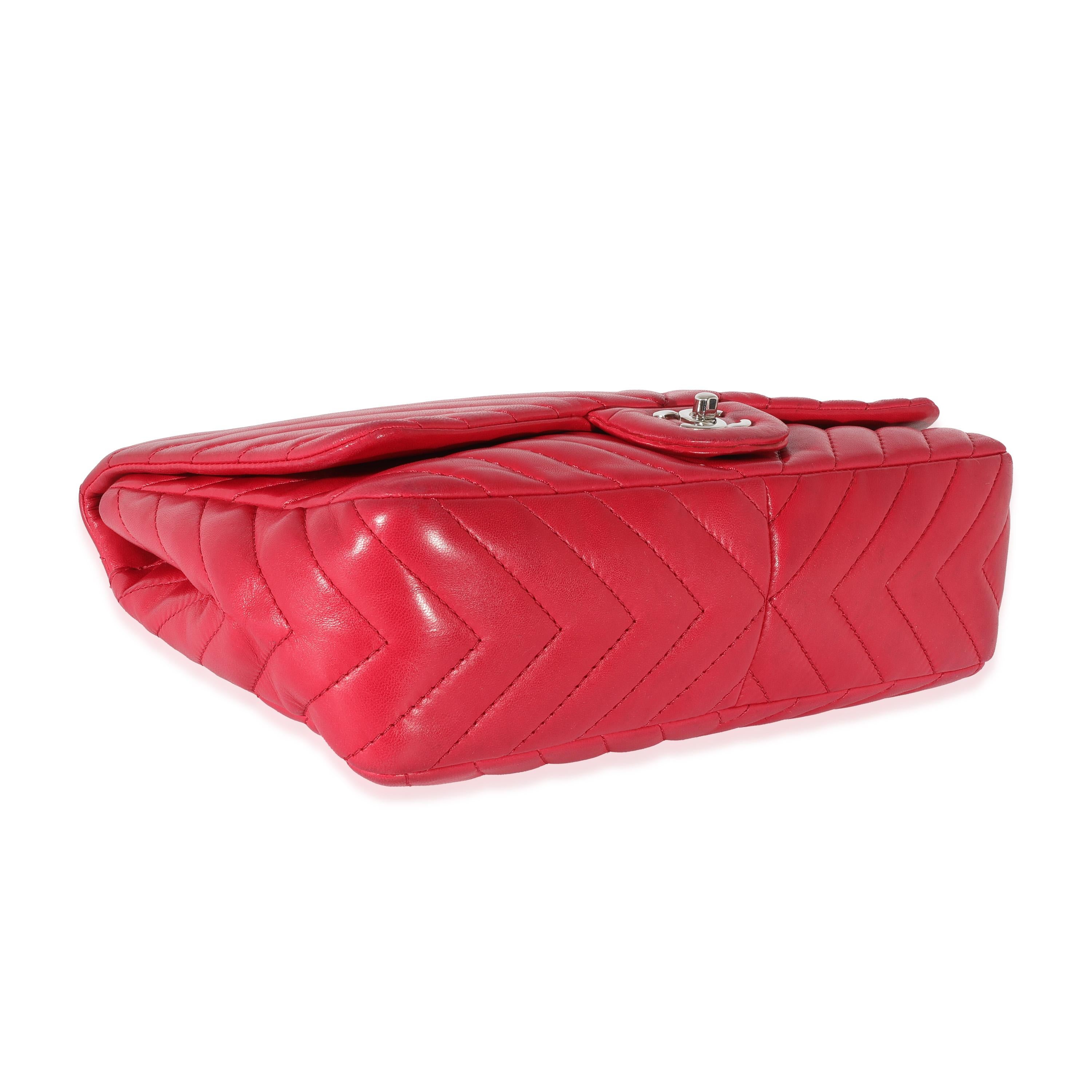 Chanel Pink Lambskin Chevron Jumbo Single Flap Bag For Sale 2