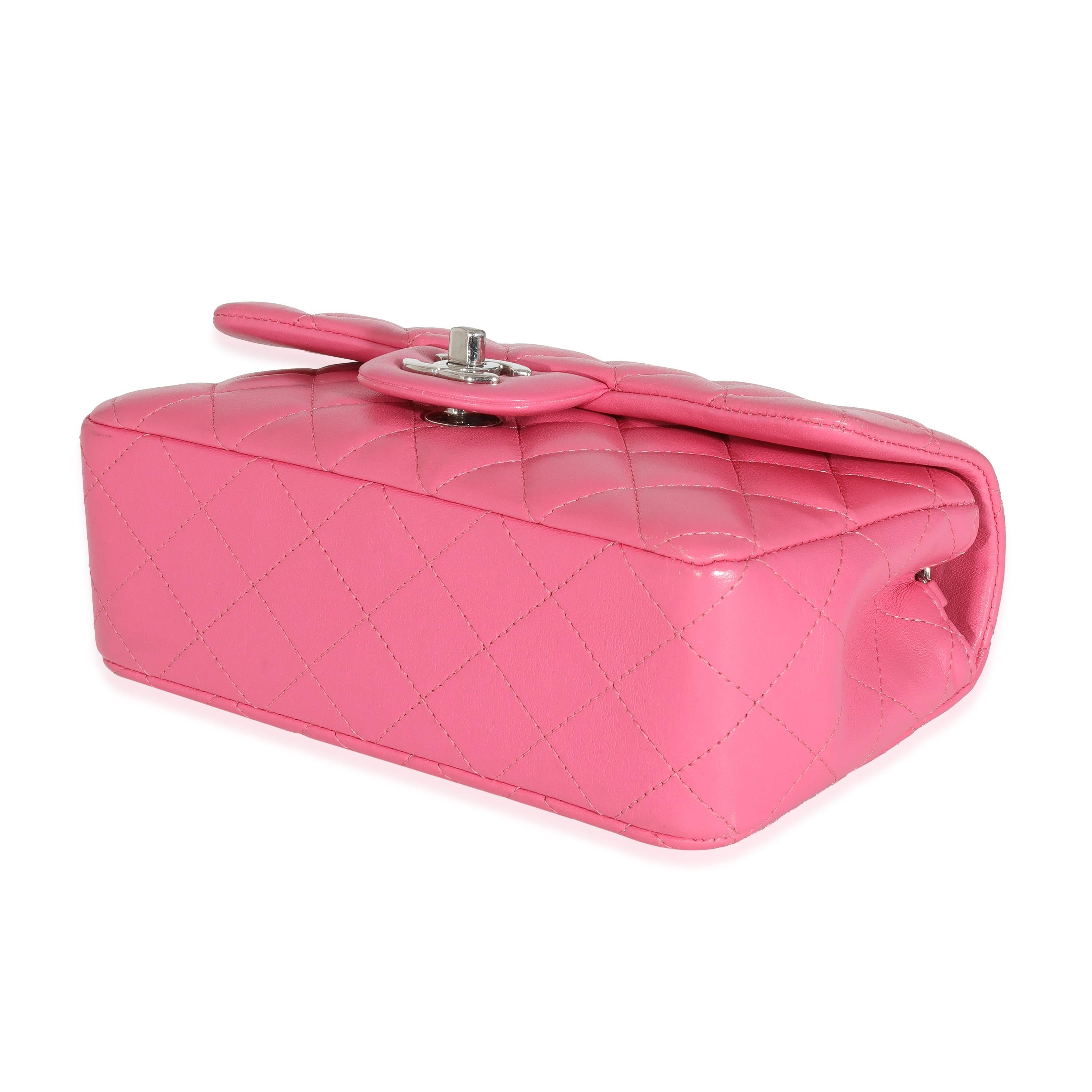 Women's or Men's Chanel Pink Lambskin Classic Mini Rectangular Flap Bag
