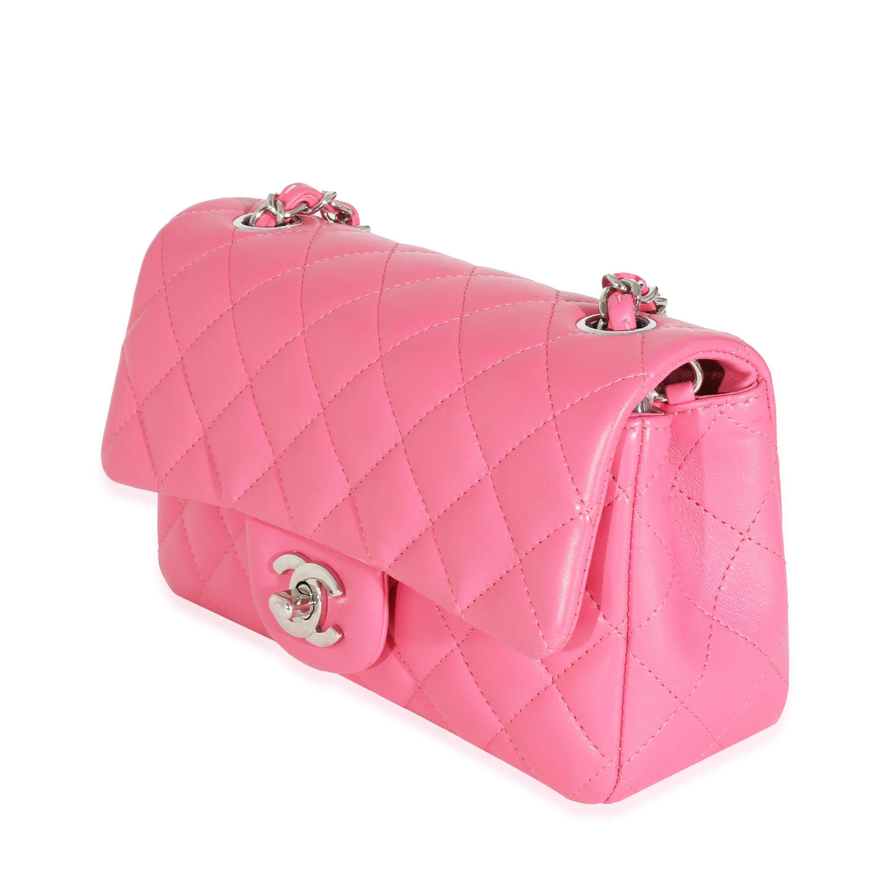 Chanel Pink Lambskin Classic Mini Rectangular Flap Bag 2