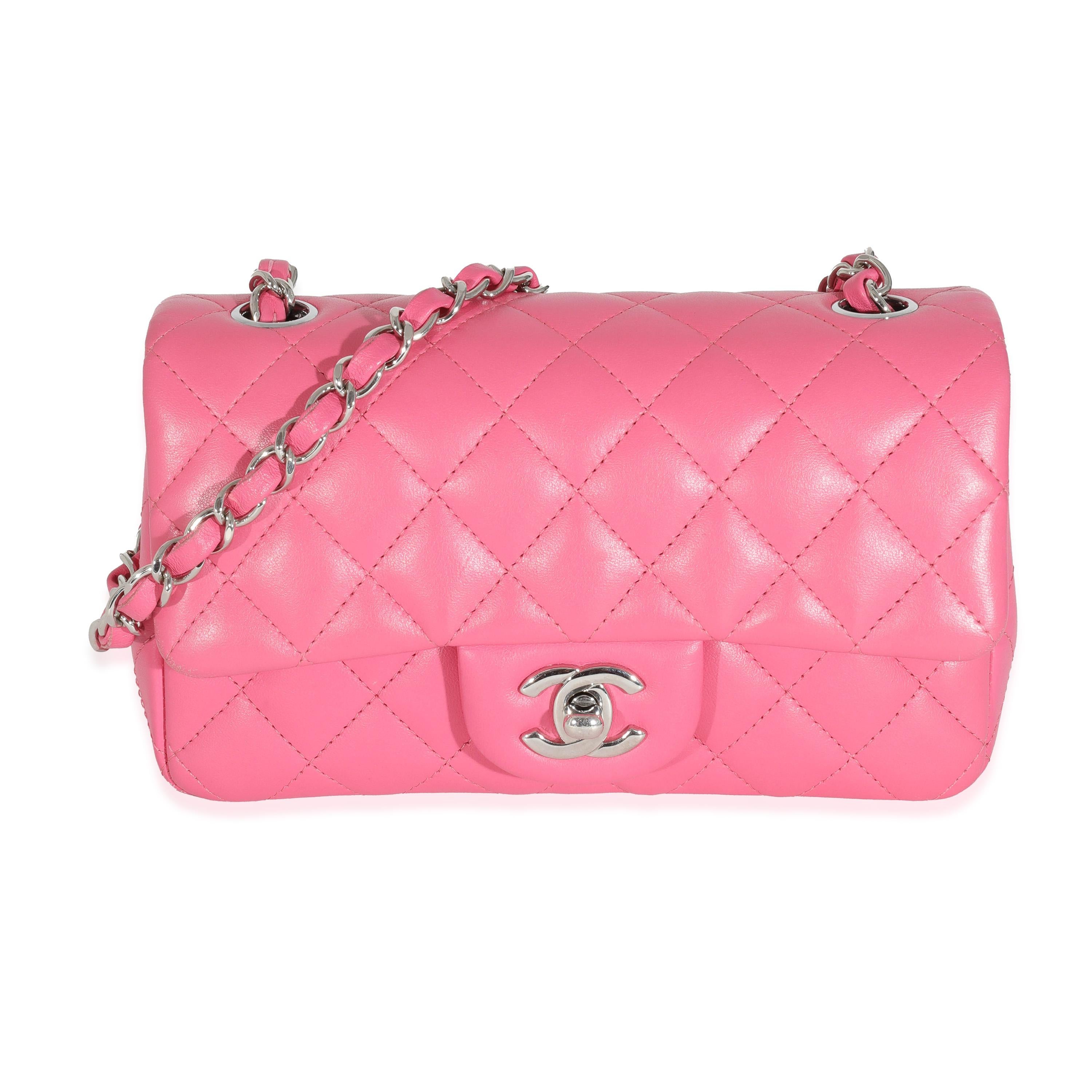 Chanel Pink Lambskin Classic Mini Rectangular Flap Bag 3