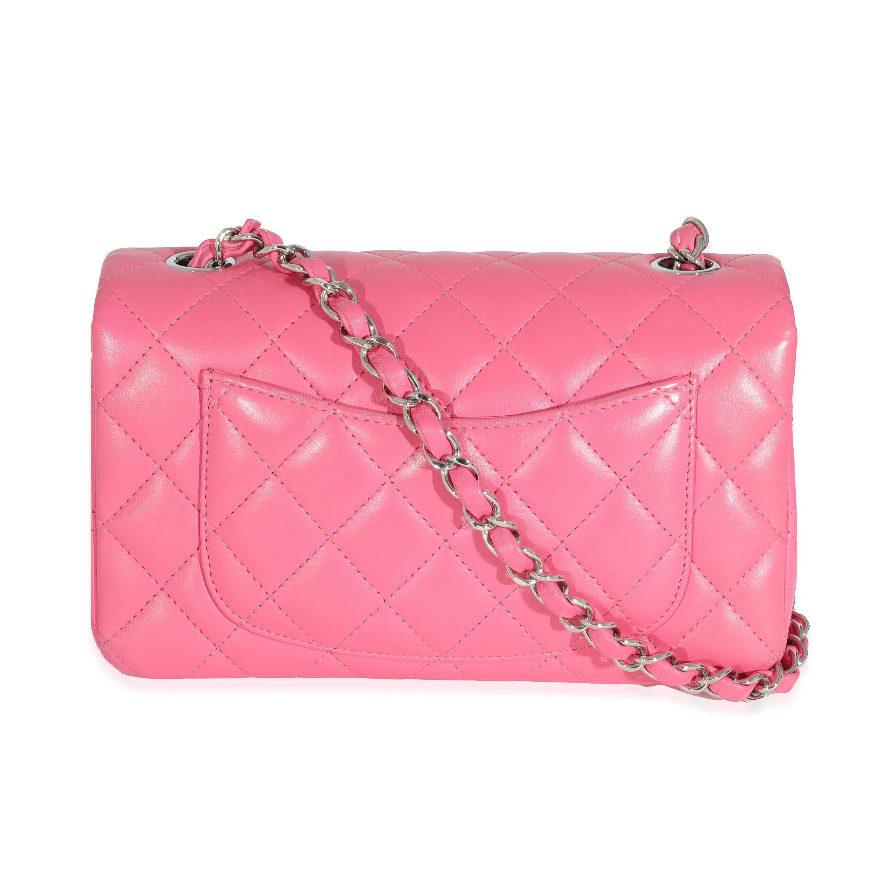 Chanel Pink Lambskin Classic Mini Rectangular Flap Bag 4