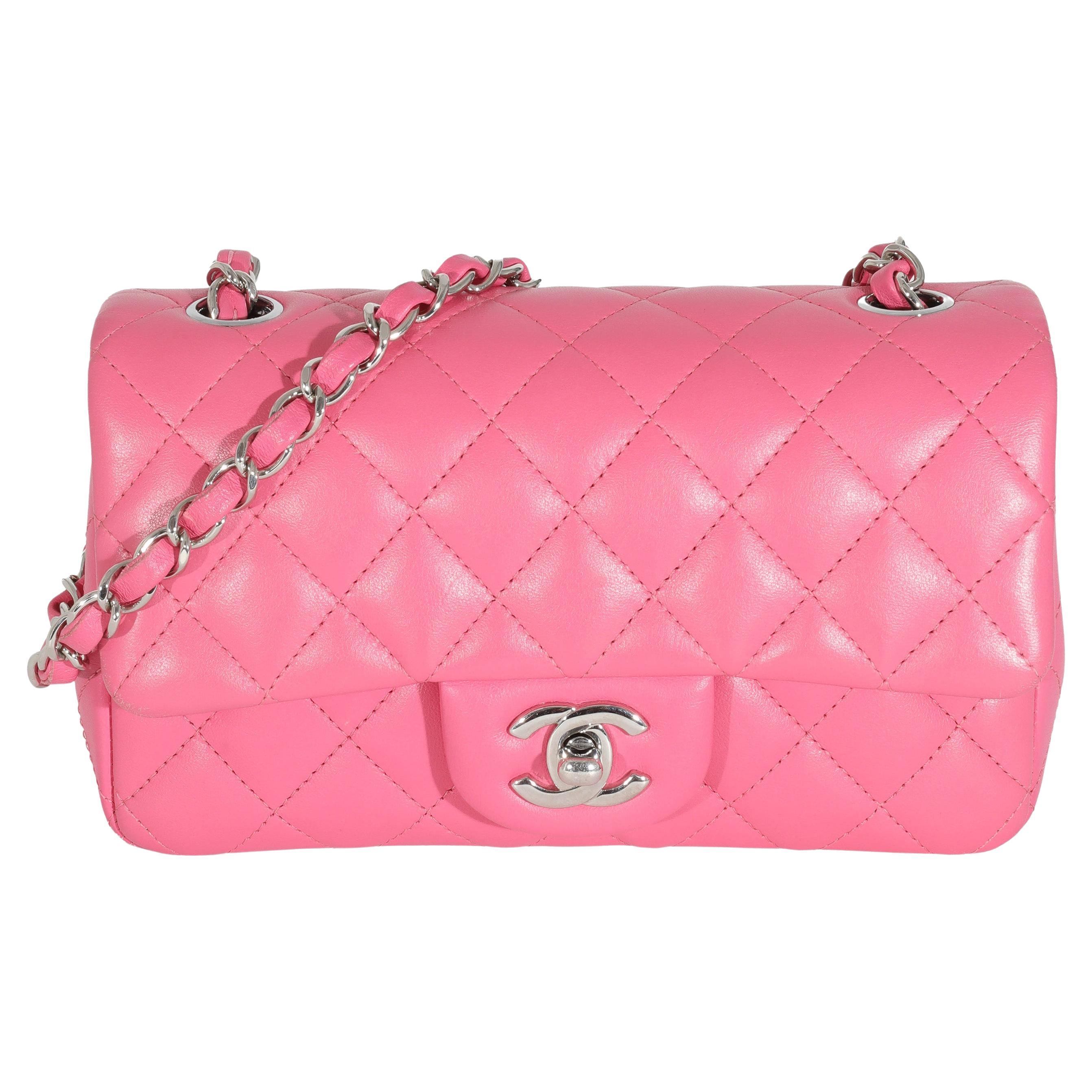 Chanel Pink Lambskin Classic Mini Rectangular Flap Bag