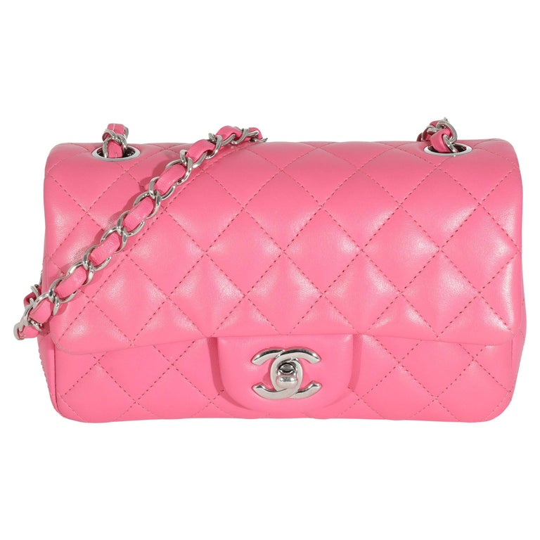 Chanel Pink Lambskin Classic Mini Rectangular Flap Bag For Sale at 1stDibs