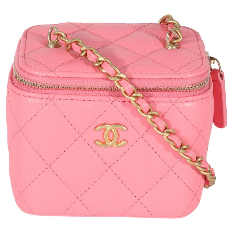 Chanel Pink Lambskin Coco Pearl Crush Mini Vanity Case For Sale at 1stDibs
