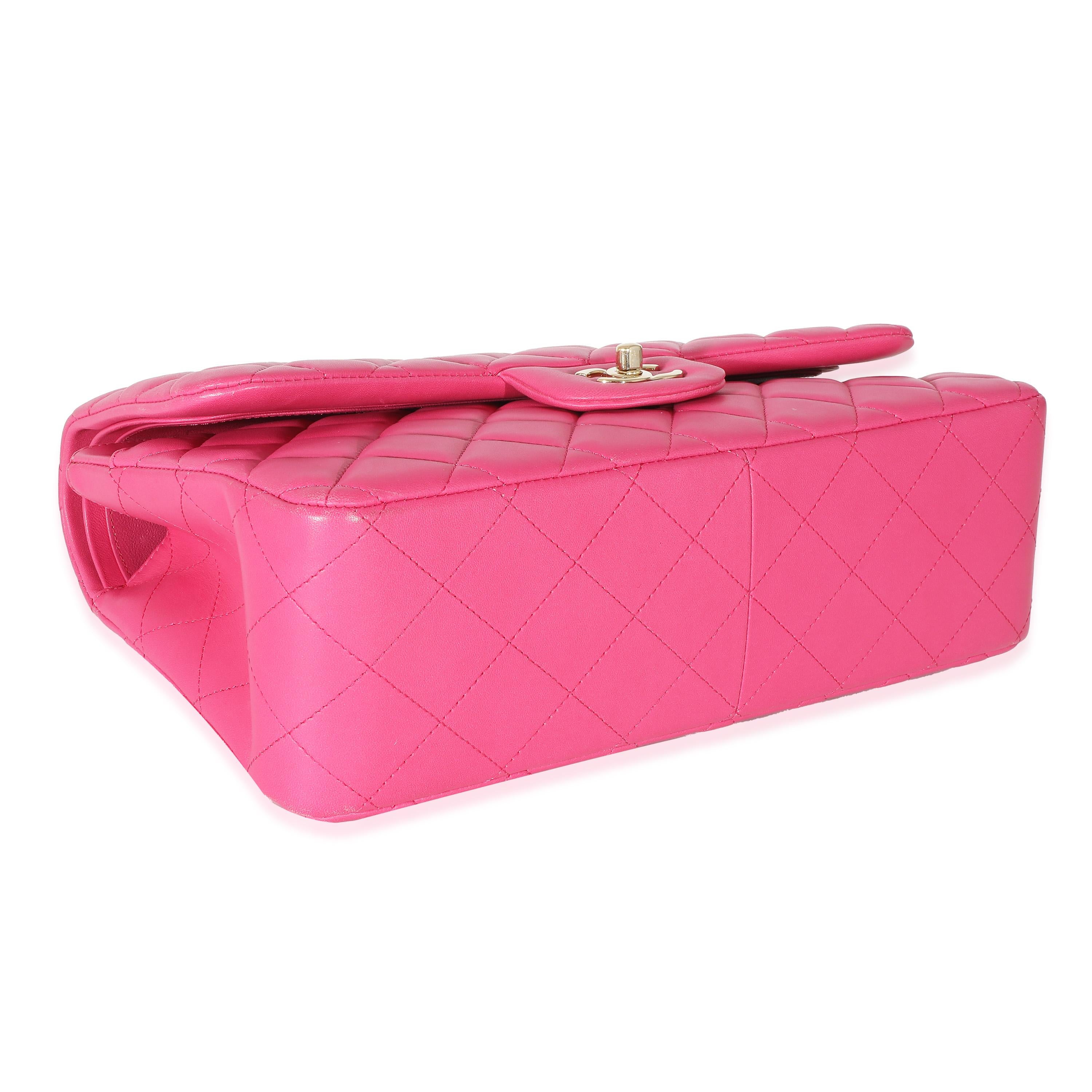 Chanel Pink Lambskin Jumbo Classic Double Flap Bag 2