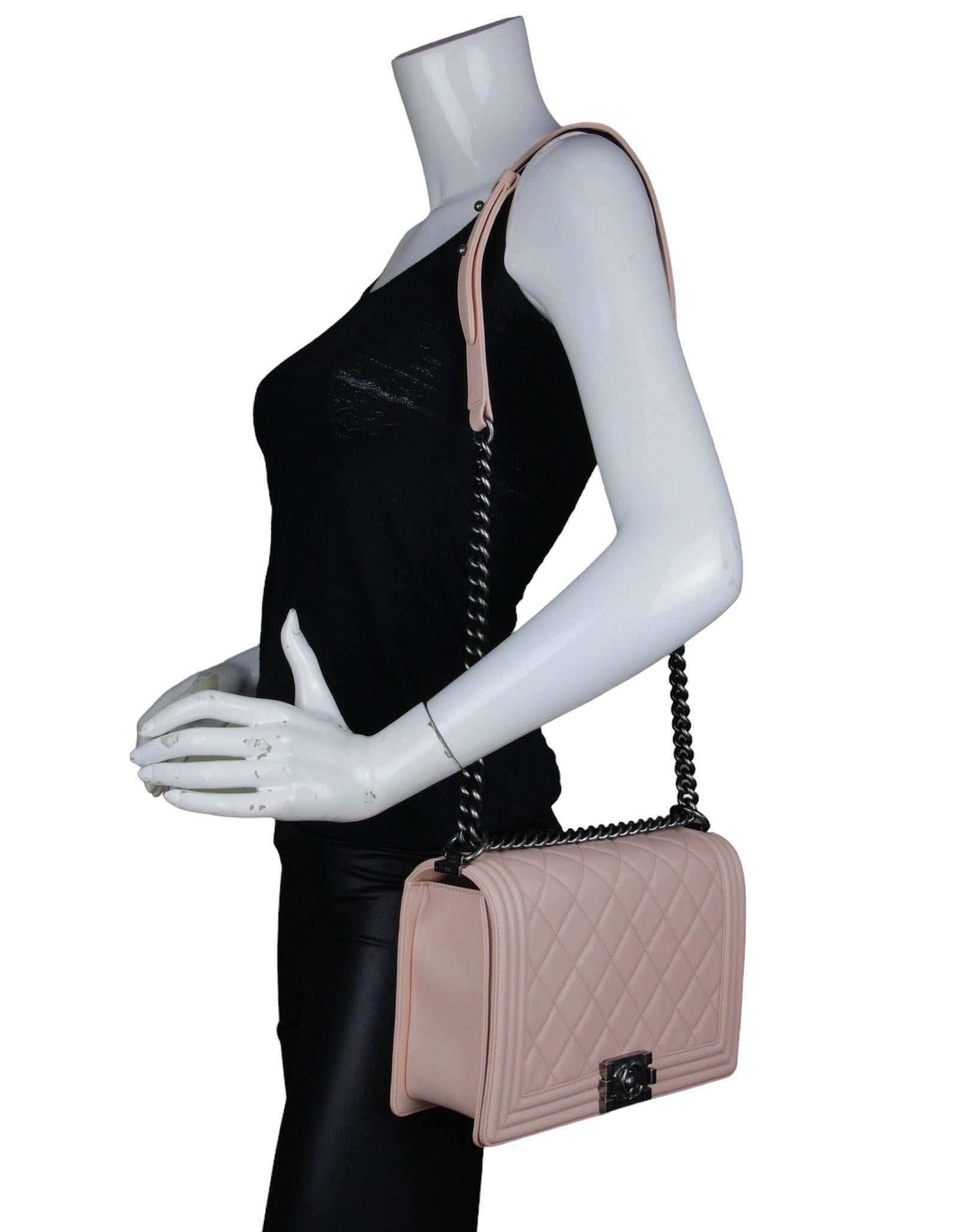 Brown Chanel Pink/Ruthenium Lambskin Leather New Medium Boy Bag For Sale