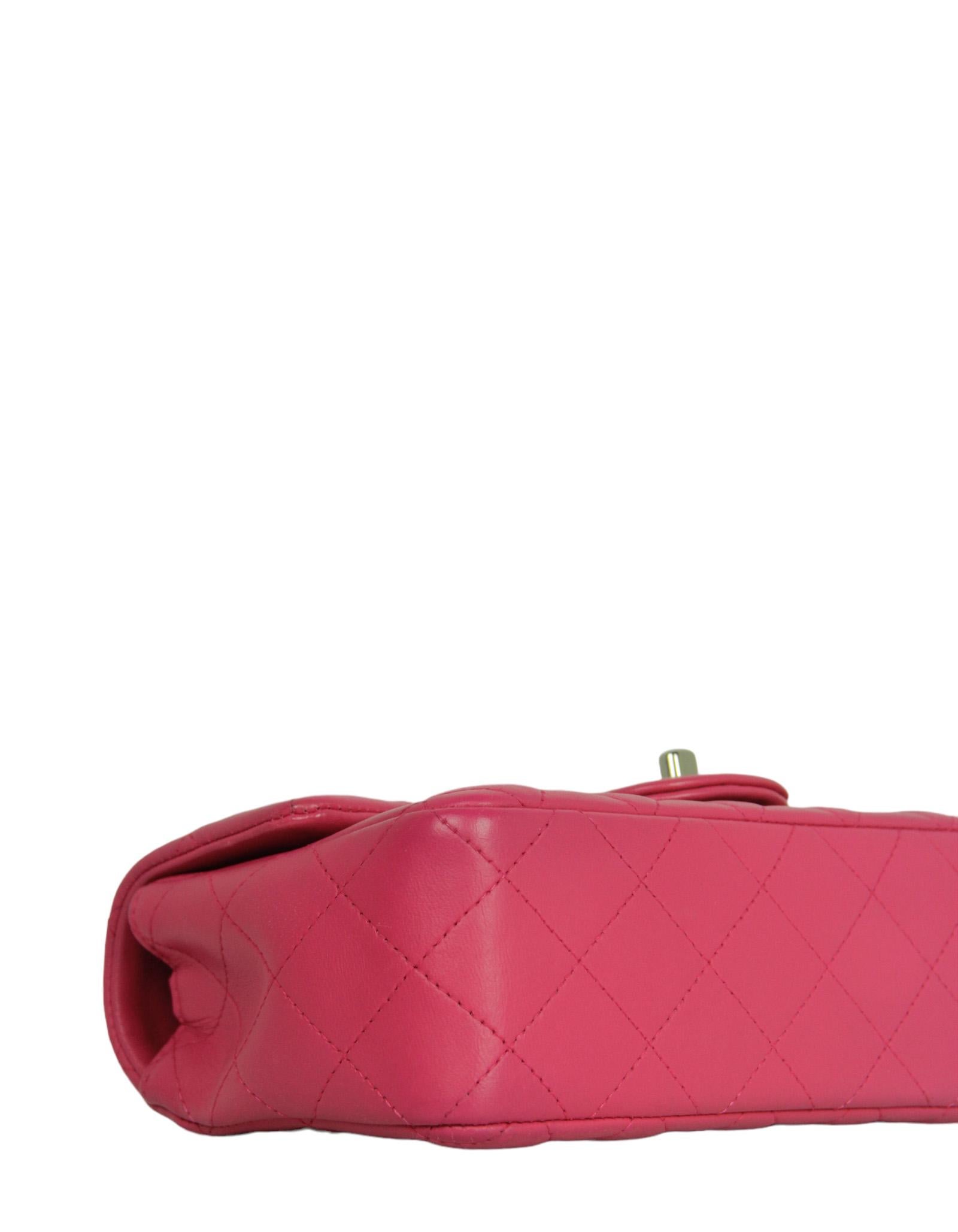 Chanel Pink Lambskin Leather Quilted Rectangular Mini Flap Bag For Sale 1