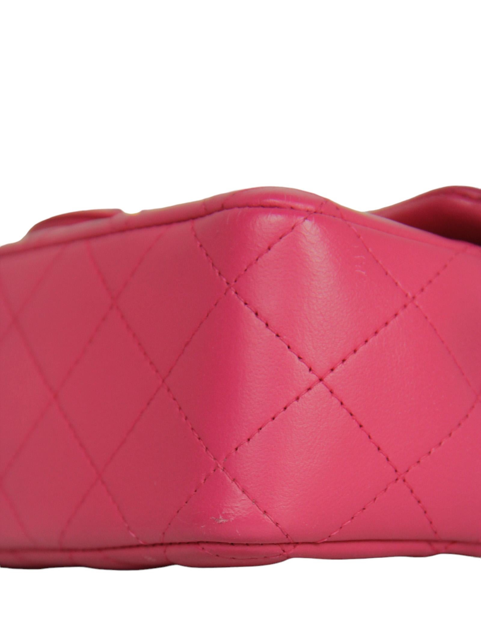 Chanel Pink Lambskin Leather Quilted Rectangular Mini Flap Bag For Sale 3