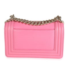Chanel Pink Lambskin Lizard Small Boy Bag