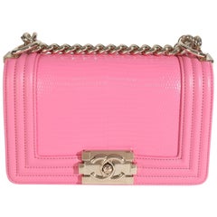 Chanel Pink Lambskin Lizard Small Boy Bag Chanel Pink Lambskin Lizard Small Boy Bag
