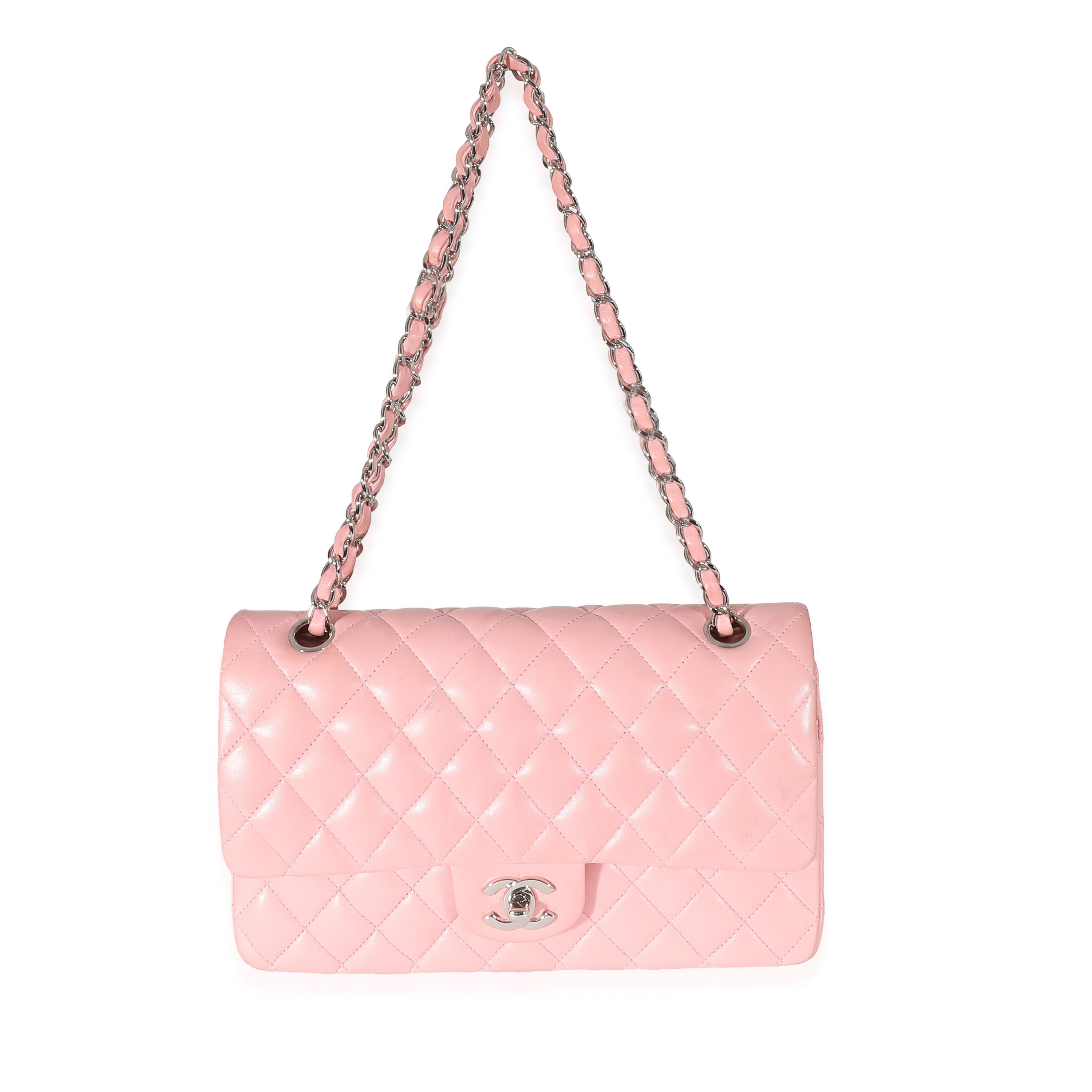 Women's Chanel Pink Lambskin Medium Classic Double Flap Bag