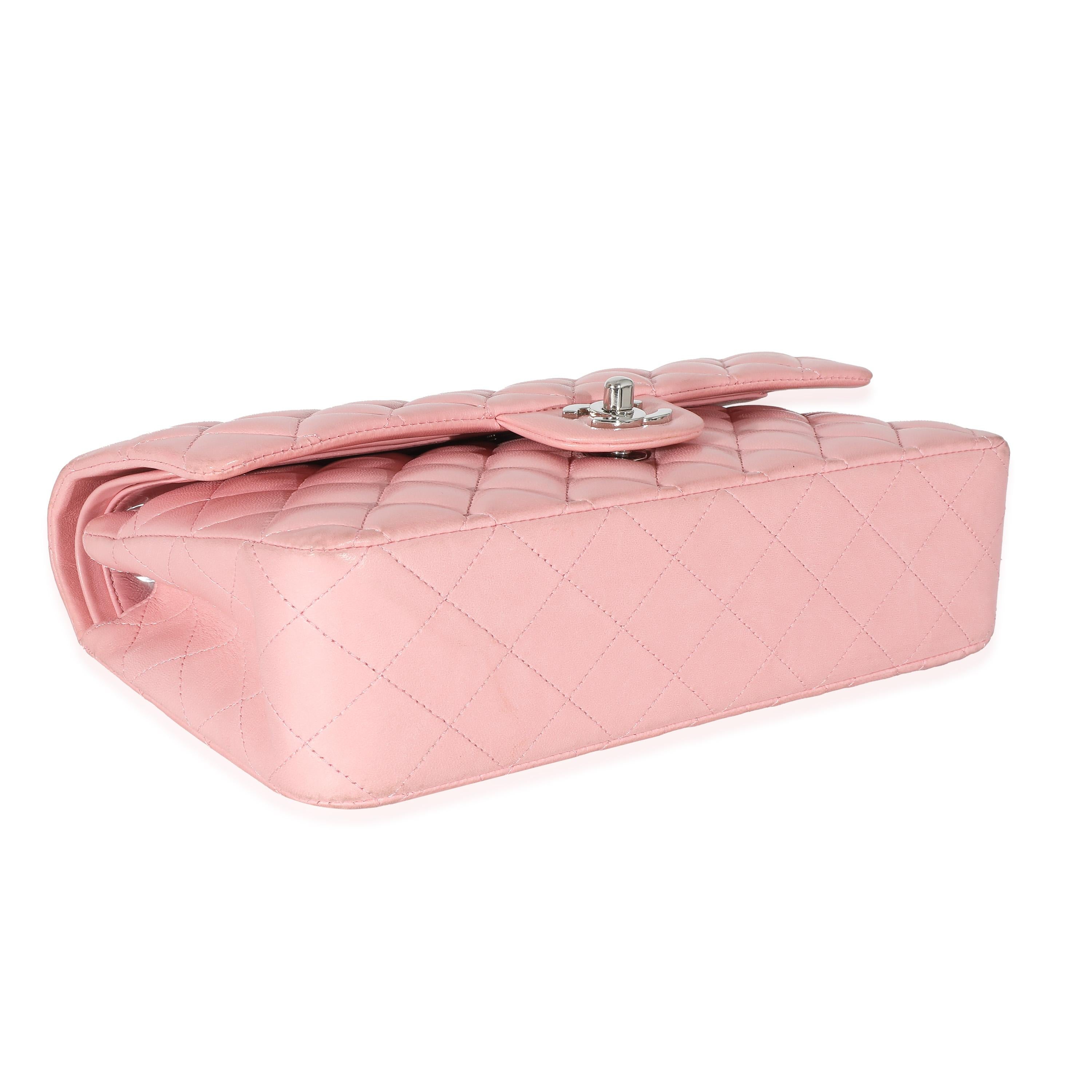 Chanel Pink Lambskin Medium Classic Double Flap Bag 1