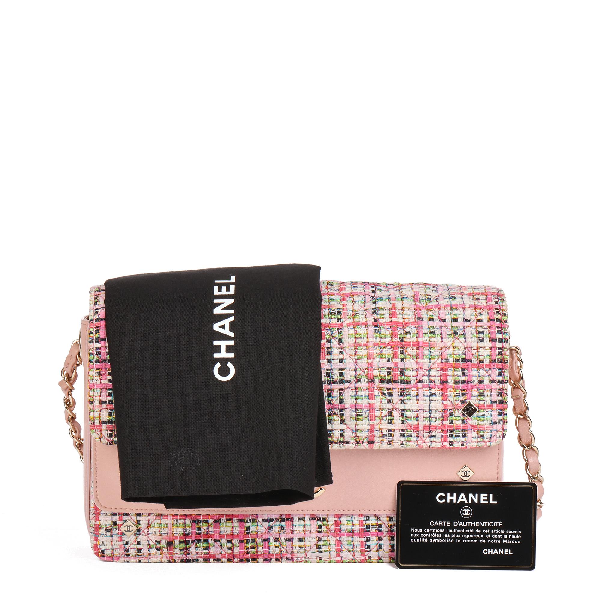 CHANEL Pink Lambskin & Multi-Tweed Medium Classic Flap Bag 3