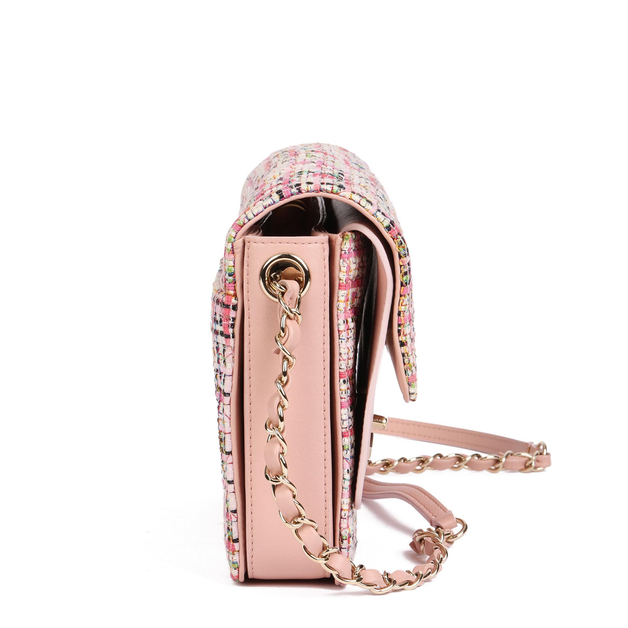 chanel pink tweed flap bag