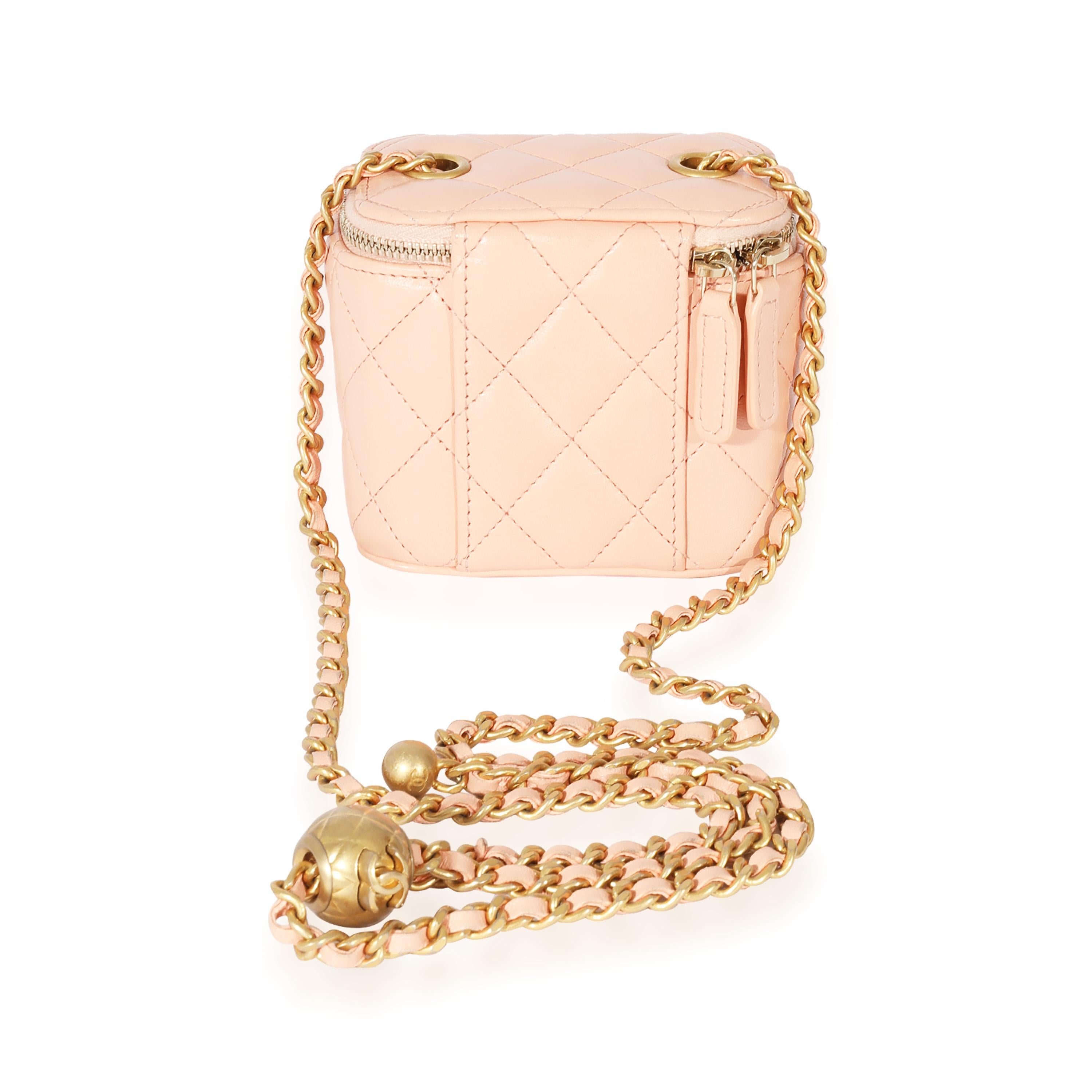Chanel Pink Lambskin Pearl Crush Mini Vanity Case For Sale at 1stDibs