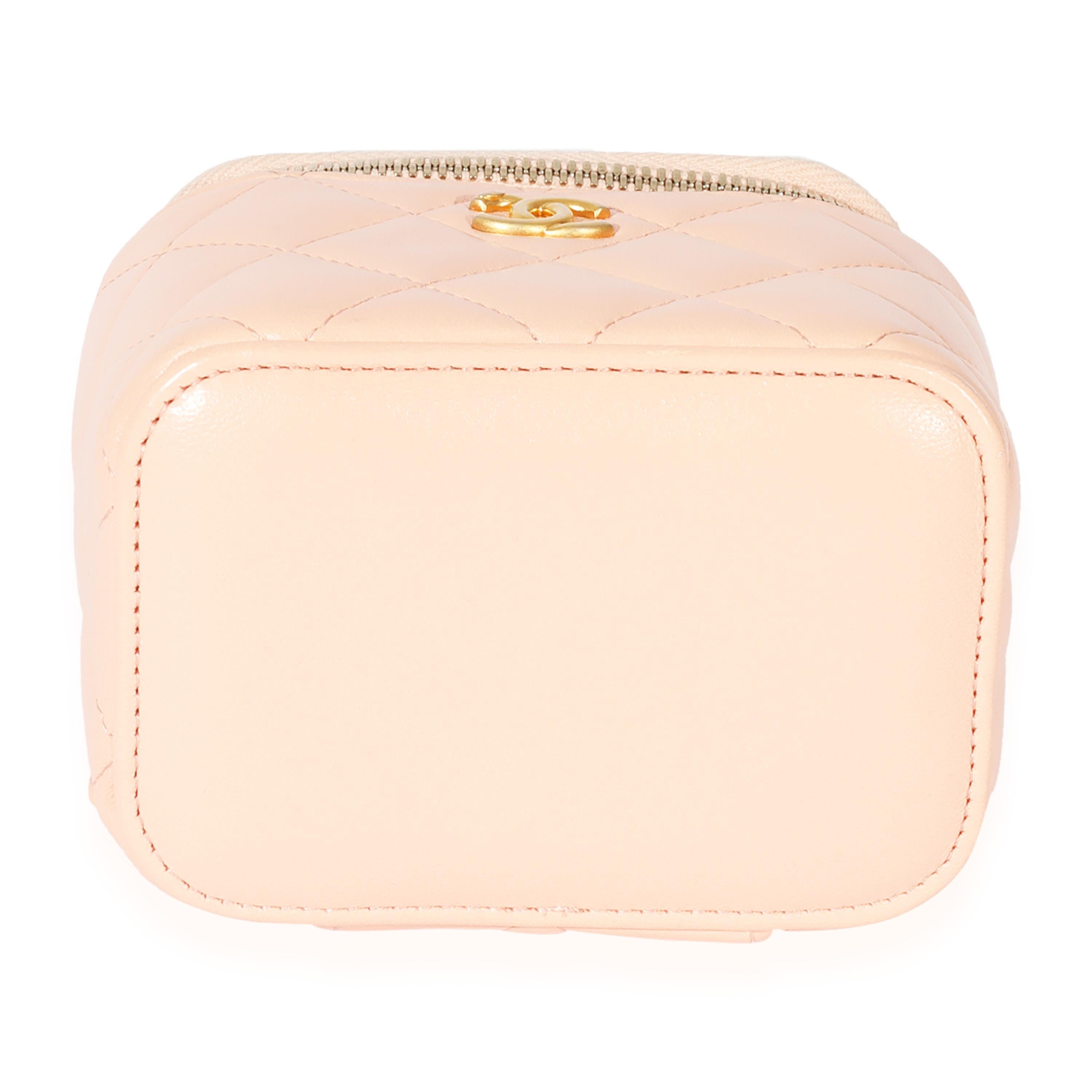 Chanel Pink Lambskin Pearl Crush Mini Vanity Case For Sale at 1stDibs