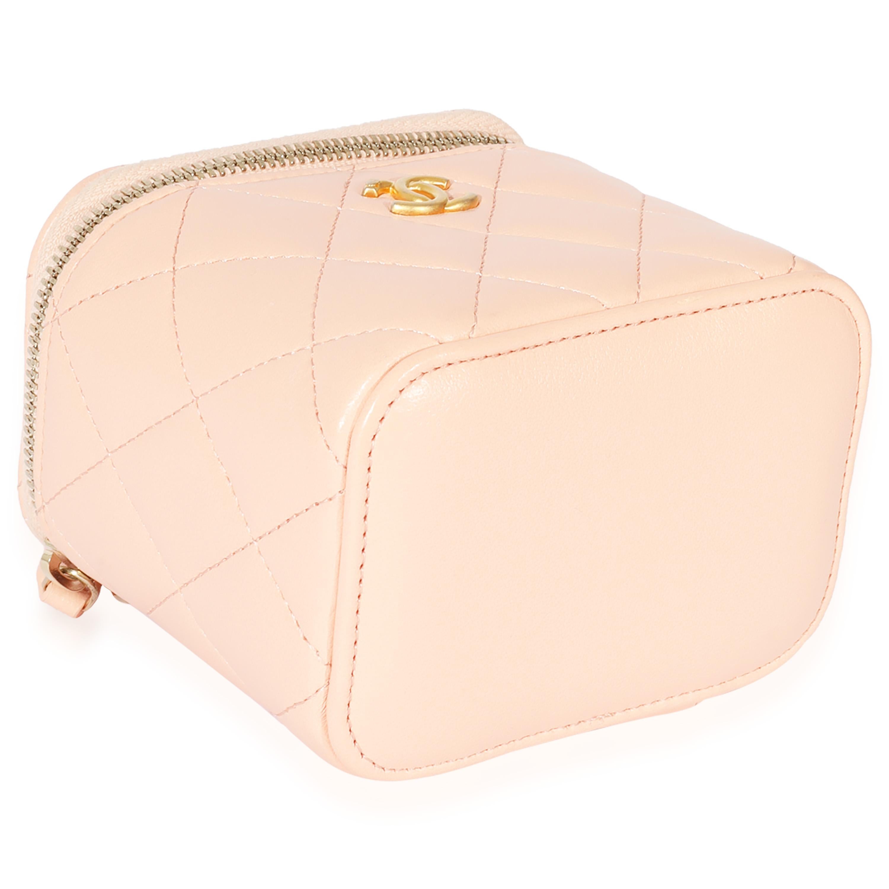 Chanel Pink Lambskin Pearl Crush Mini Vanity Case For Sale at 1stDibs
