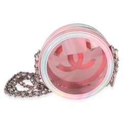 Chanel Pink Lambskin PVC Filigree Round Clutch With Chain