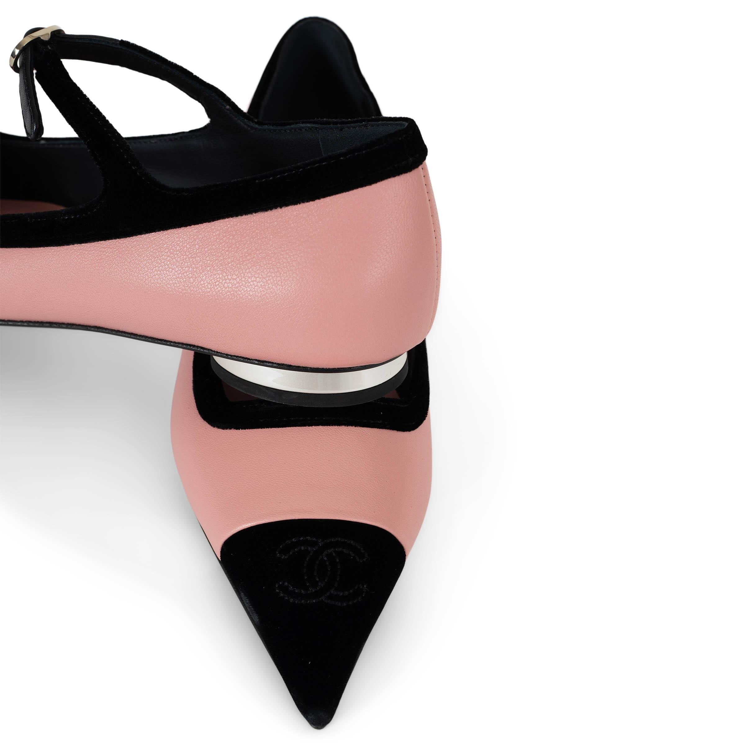 CHANEL pink leather 22K MARY JANE Ballet Flats Shoes 39 For Sale 2