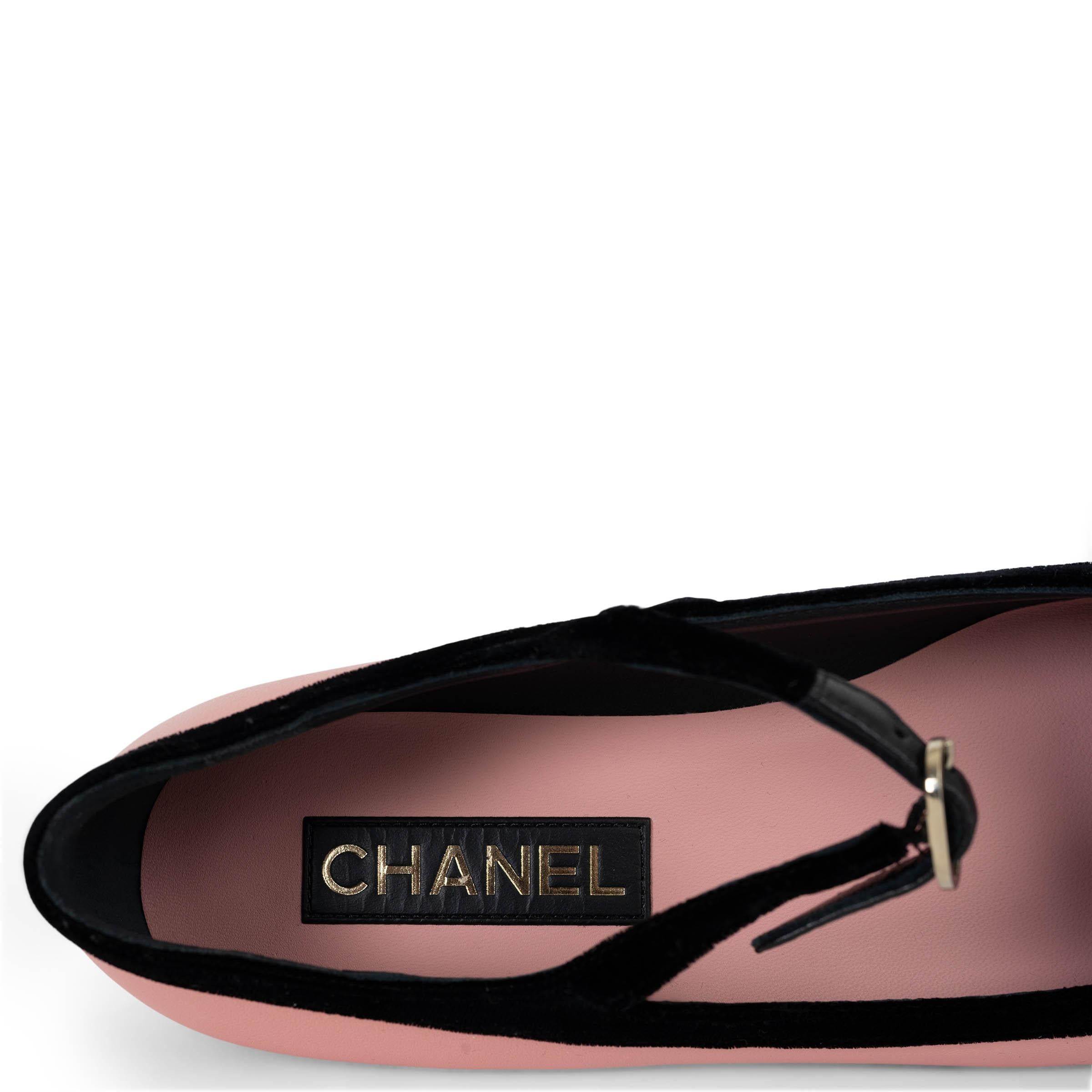 CHANEL pink leather 22K MARY JANE Ballet Flats Shoes 39 For Sale 3