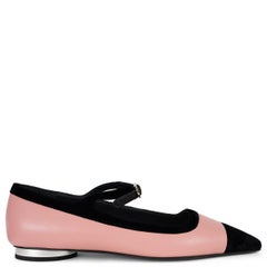 CHANEL pink leather 22K MARY JANE Ballet Flats Shoes 39