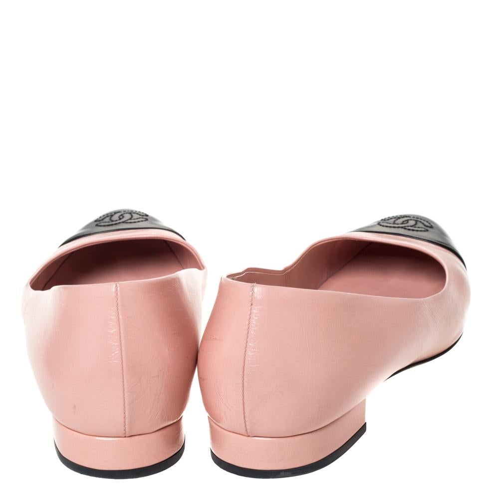 chanel pink and black ballet flats
