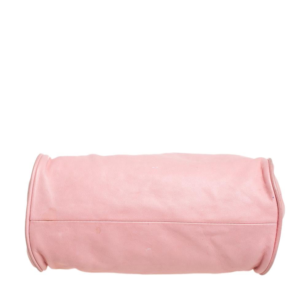 Chanel Pink Leather Camellia Frame Clutch 7