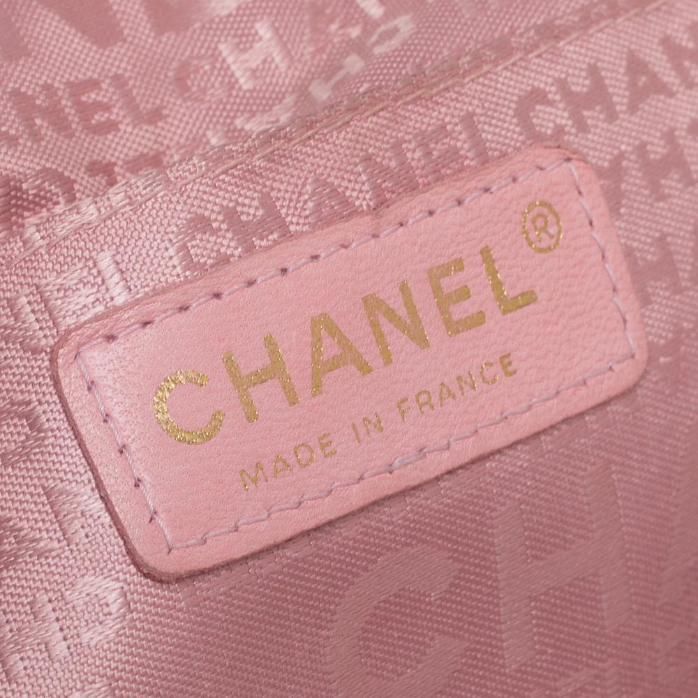 Chanel Pink Leather Camellia Frame Clutch 3