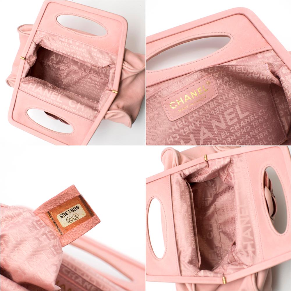 Chanel Pink Leather Camellia Top Handle Bag 5