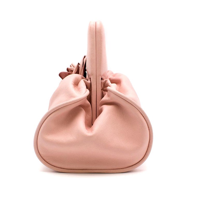 Chanel Pink Leather Camellia Top Handle Bag at 1stDibs
