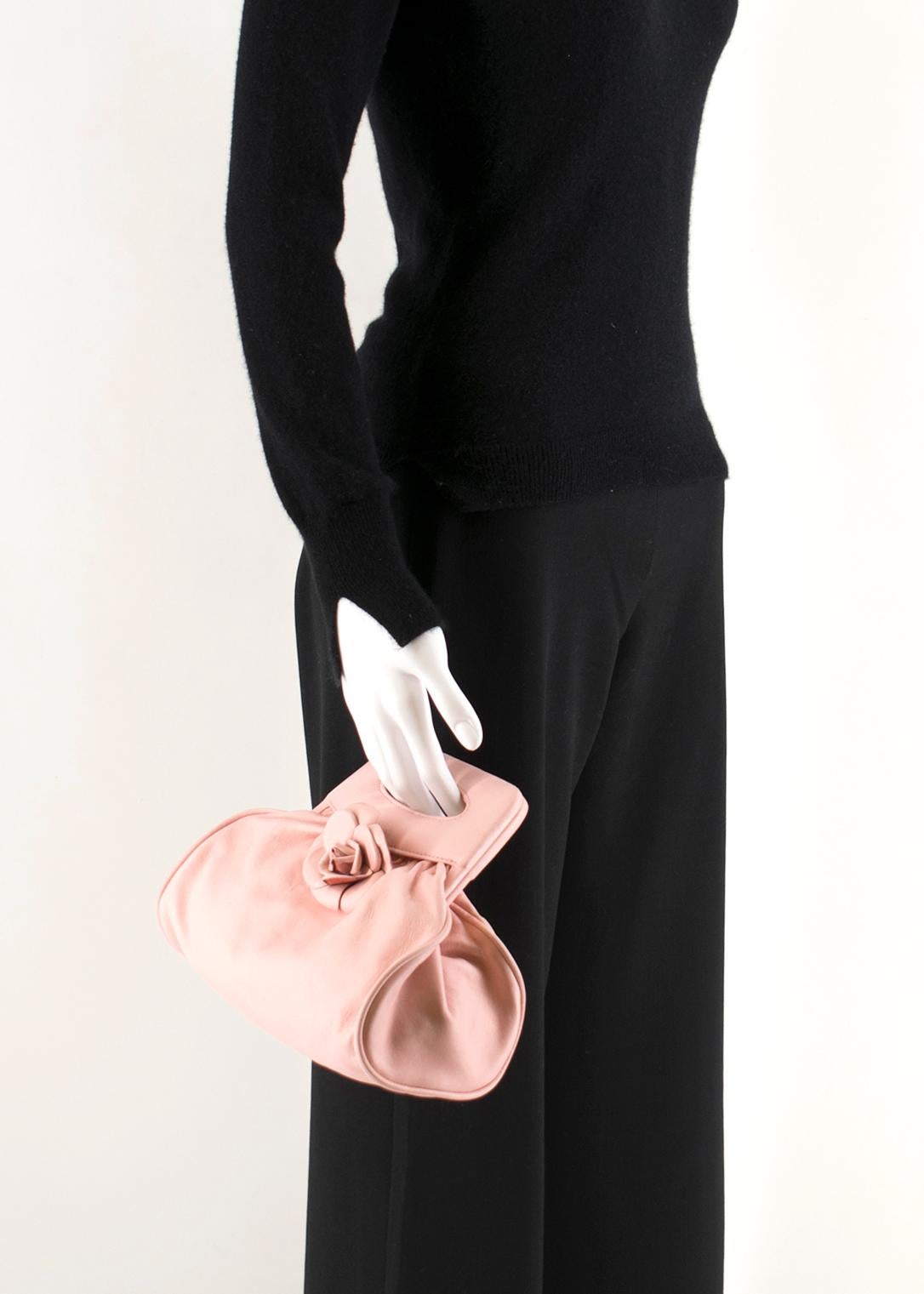 Chanel Pink Leather Camellia Top Handle Bag 1