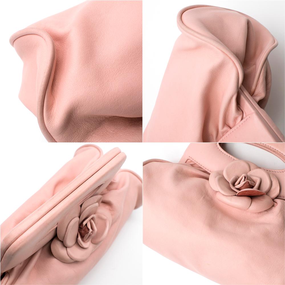 Chanel Pink Leather Camellia Top Handle Bag 4